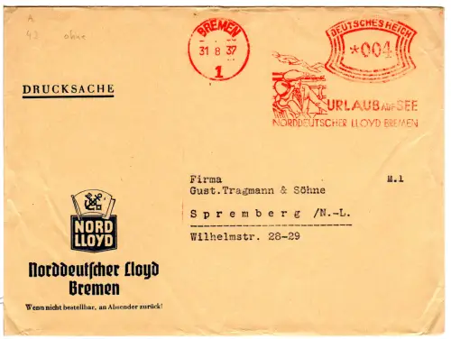 DR 1932, 4 Pf. AFSt. Norddeutscher Lloyd auf Brief v. Bremen