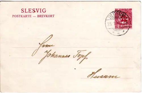 Schleswig 1920, 15 Pf. Ganzsache v. Süderende m. Insel Föhr-Stpl. OLDSUM