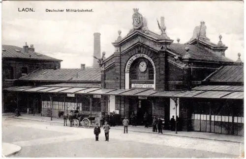 Frankreich, Laon, Deutscher Militärbahnhof, 1915 gebr. sw-AK