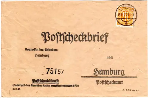 1945, 6 Pf. auf Postscheckbrief v. Elmshorn.