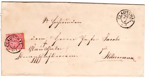 NDP 1869, 1 Gr. auf Bergbau-Brief m. nachverwendetem Hannover-Stpl. v. Clausthal