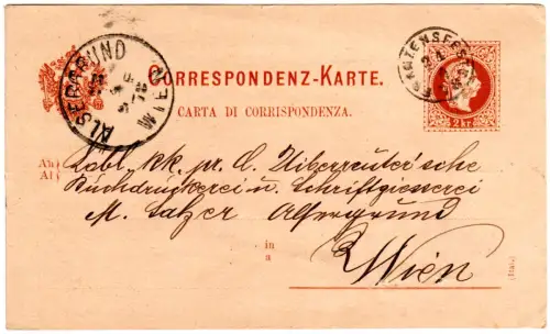 Österreich 1878, Fingerhutstpl. Franzensfeste auf 2 Kr. Ganzsachenkarte