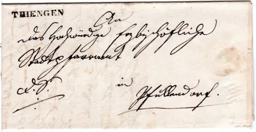 Baden 1839, L1 THIENGEN klar auf Brief n. Pfullendorf