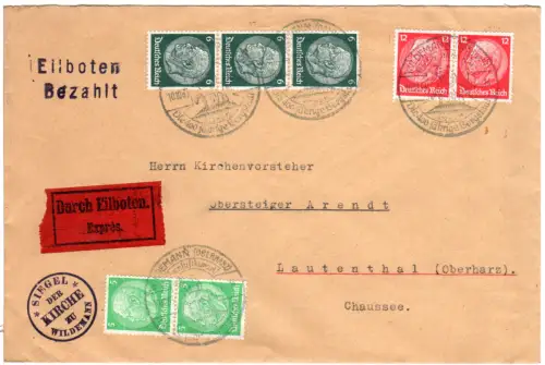 DR 1933, 7 Marken auf portorichtigem Eilboten Kirchenbrief v. Wildemann