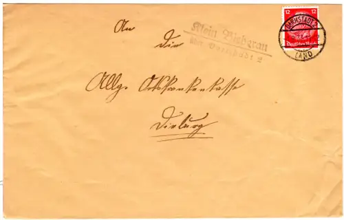 DR 1933, Landpoststpl. KLEIN BIEBERAU über Darmstadt 2 auf Brief m. 12 Pf.