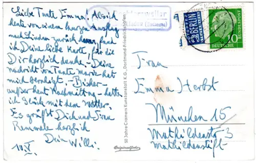 BRD 1955, Landpost Stpl. BECHTERSWEILER über Lindau auf Karte m. 10 Pf. 