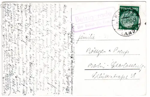 DR 1934, Landpoststpl. BETZIGERODE über Borken (Bz. Kassel) auf Karte m. 6 Pf.