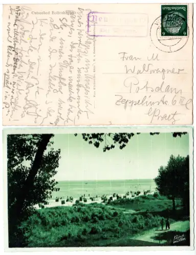 DR 1938, Landpost Stpl. NEU-DEGTOW über Wismar auf sw- AK m. 6 Pf. 