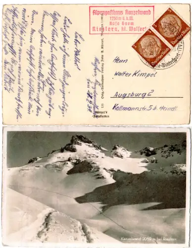 Kanzelwand bei Riezlern, 1939 gebr. Kleinwalsertal sw-AK