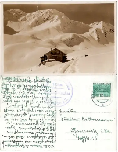 Österreich, Hirschegg, Schwarzwasserhütte, 1934 gebr. Kleinwalsertal-AK
