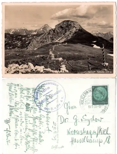 Österreich, Gemstel Passhöhe, 1939 gebr. Kleinwalsertal-AK. 