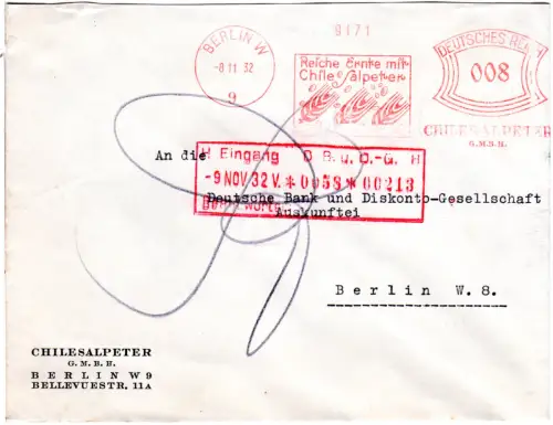 DR 1932, 8 Pf. AFSt. Chilesalpeter GmbH auf Brief v. Berlin m. Abb. Getreide