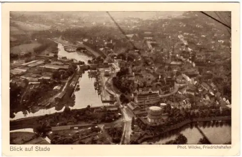 Stade, Blick v. Zeppelin, ungebr. Luftaufnahme sw-AK
