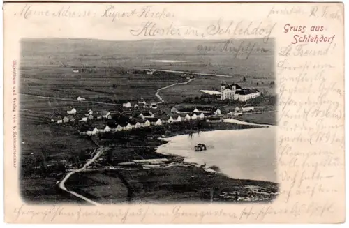 Gruss aus Schlehdorf m. Kochelsee, 1906 gebr. sw-AK