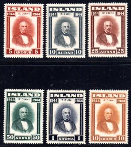 Island 231-236, 6 postfrische Werte Sigurdsson, kpl. Ausgabe (Facit 268-273).