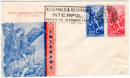 Vatikan 1954, beide Werte Interpol auf schönem Ersttagsbrief v. Rom. FDC!