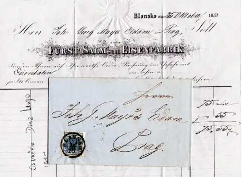 Österreich 1853, breitrandige 9 Kr auf schönem Brief m. klarem Mähren-K1 Blansko