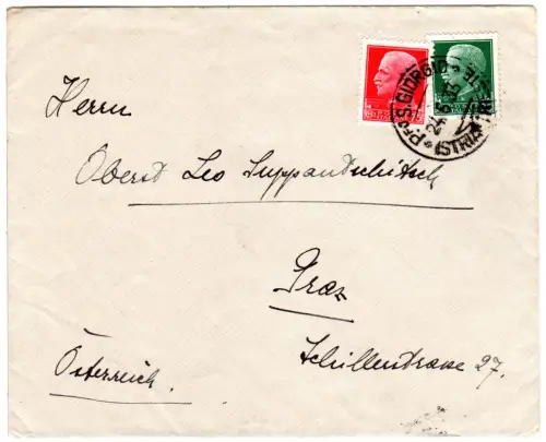 Italien 1933, Schiffspost-Stpl. Pfo. S. Giorgio...Trieste auf Brief m. 25+75 C.