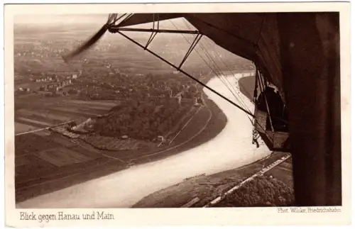 Hanau, Blick v. Zeppelin, ungebr. Luftaufnahme sw-AK