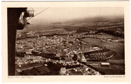 Delitzsch, Blick v. Zeppelin, ungebr. Luftaufnahme sw-AK