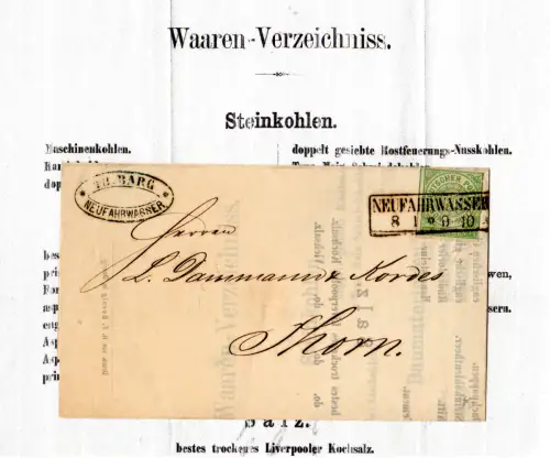 NDP, Neufahrwasser, nachverwendeter Preussen-R2 auf Drucksacghe m. 1/3 Gr.