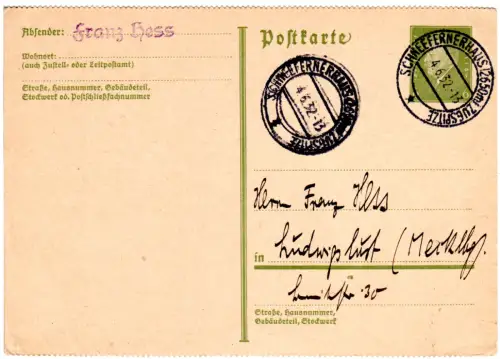 DR P199 II, oben+unten gezähnte 6 Pf. Ganzsache, sauber gebr. Schneefernerhaus