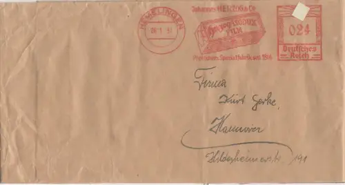 DR 1937, 24Pf. AFSt. Herzog Isodux Film Photochem Fabrik auf Brief v. Hemelingen