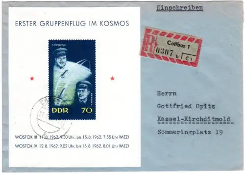 DDR 1962, Block Wostok III+IV auf portorichtigem Einschreiben Brief v. Cottbus