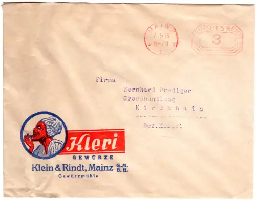 DR 1935, 3 Pf. Freistempel auf Gewürz Firmen Brief v. Mainz