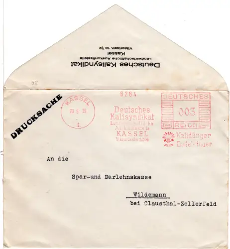 DR 1939, 3 Pf. AFSt. Deutsches Kalisyndikat auf Brief v. Kassel