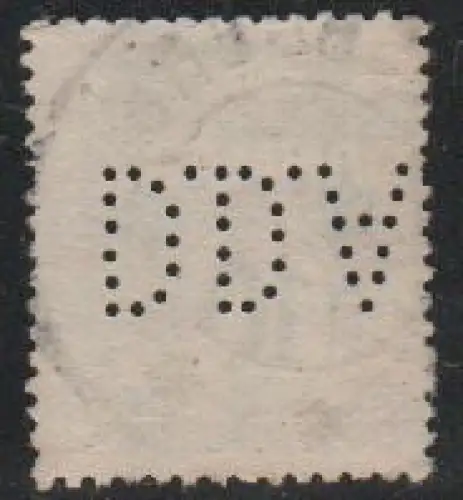 Dänemark, sauber gebr. 10 öre m. perfins / Firmenlochung  D.D.A.