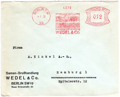 DR 1933, 12 Pf. AFSt. Samengroßhandlung Wedel & Co. auf Brief v. Berlin