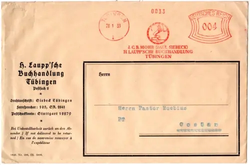 DR 1933, 4 Pf. AFSt. Laupp'sche Buchhandlung auf Brief v. Tübingen