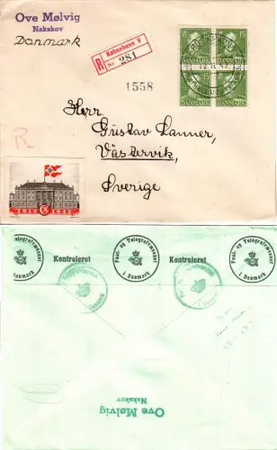 Dänemark 1942, Reko Brief v. Kopenhagen m. seltener Zensur (Riemer K3, LP!)