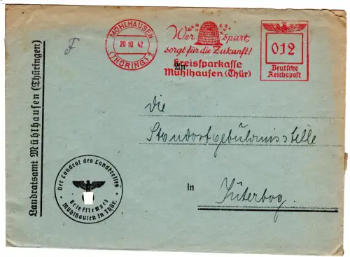 DR 1942, 12 Pf AFSt. Wer spart sorgt f.d. Zukunft auf Brief v. Mühlhausen