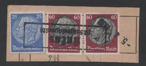 DR 1939, Landpost Stpl. KUKUS (Königreichwald) auf Briefstück m.25+2x60 Pf.