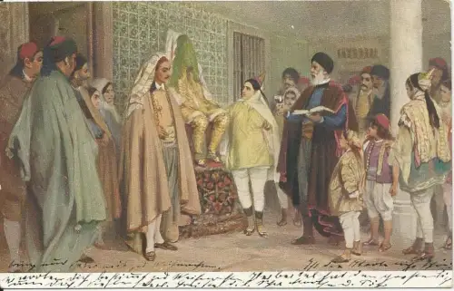 Noces juives, gebr. Judaika Farb-AK. #2538