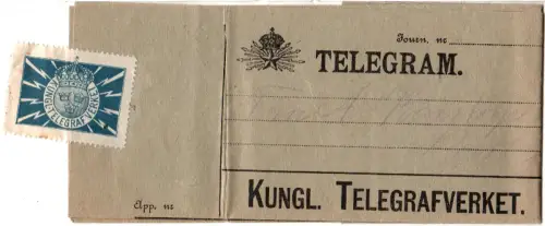 Schweden 1919, kpl. Telegramm m. Verschluss-Marke ab Lund n. Broby