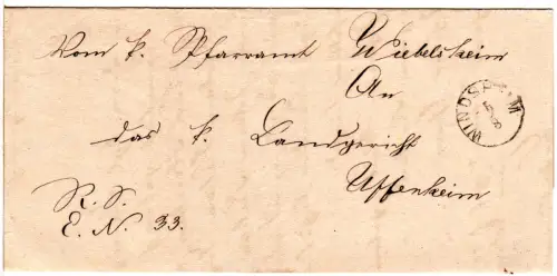 Bayern 1873, kl. Einkreiser WINDSHEIM (Typ 2 in schwarz) auf Brief n. Uffenheim