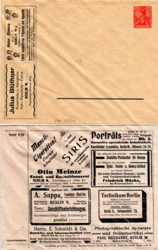 DR, sauber ungebr. Privat-Anzeigenumschlag 10 Pf. Germania 