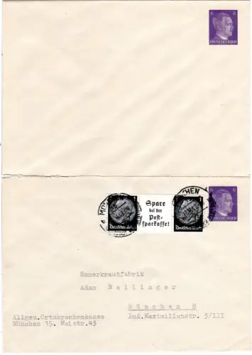 DR, 2 gebr./ ungebr. 6 Pf. Hitler Privatganzsachenumschläge