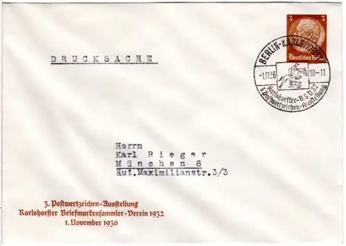 DR, gebr. 3 Pf Privatganzsache Umschlag Karlshorster Briefmarkensammler Verein