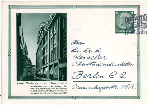 DR, gebr. 6 Pf. Privatganzsache 2 Wahrzeichen Hannovers/Marktkirche u. Sältzer