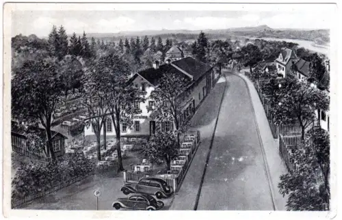 Grünwald im Isartal, Gaststätte Eierwiese m. Oldtimer Autos, ungebr. sw-AK