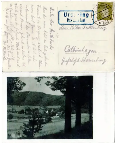 DR 1932, Landpost Stpl. URSPRING Blaubeuren Land auf sw-AK m. 6 Pf.