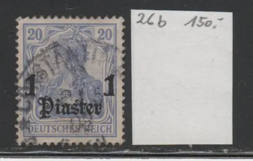 DP Türkei 26 b, sauber gebrauchte 1 Pia./20 Pf. dunkelgrauultramarin