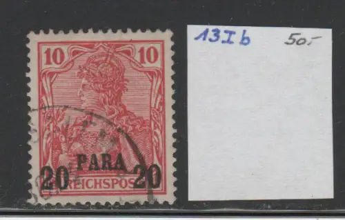 DP Türkei 13 Ib, sauber gebrauchte 20 Pa./10 Pf. dunkelrosarot.