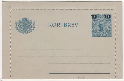 Schweden PK I, ungebr 10/20 öre Kartenbrief, innen Zudruck Svenska Handelsbanken