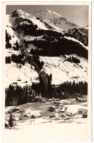 Österreich, Hirschegg Panorama, 1953 gebr. Kleinwalsertal Winter-AK 