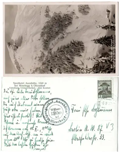 Österreich, Ifenhütte, Auenhütte, 1940 gebr. Kleinwalsertal-AK. 